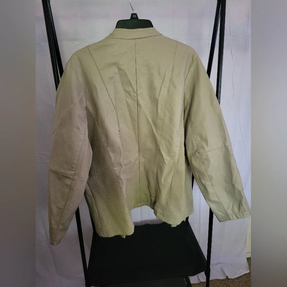 THERAPY Beige Jacket Winter Faux Leather Lined Comfy 2x Plus - Picture 7 of 14